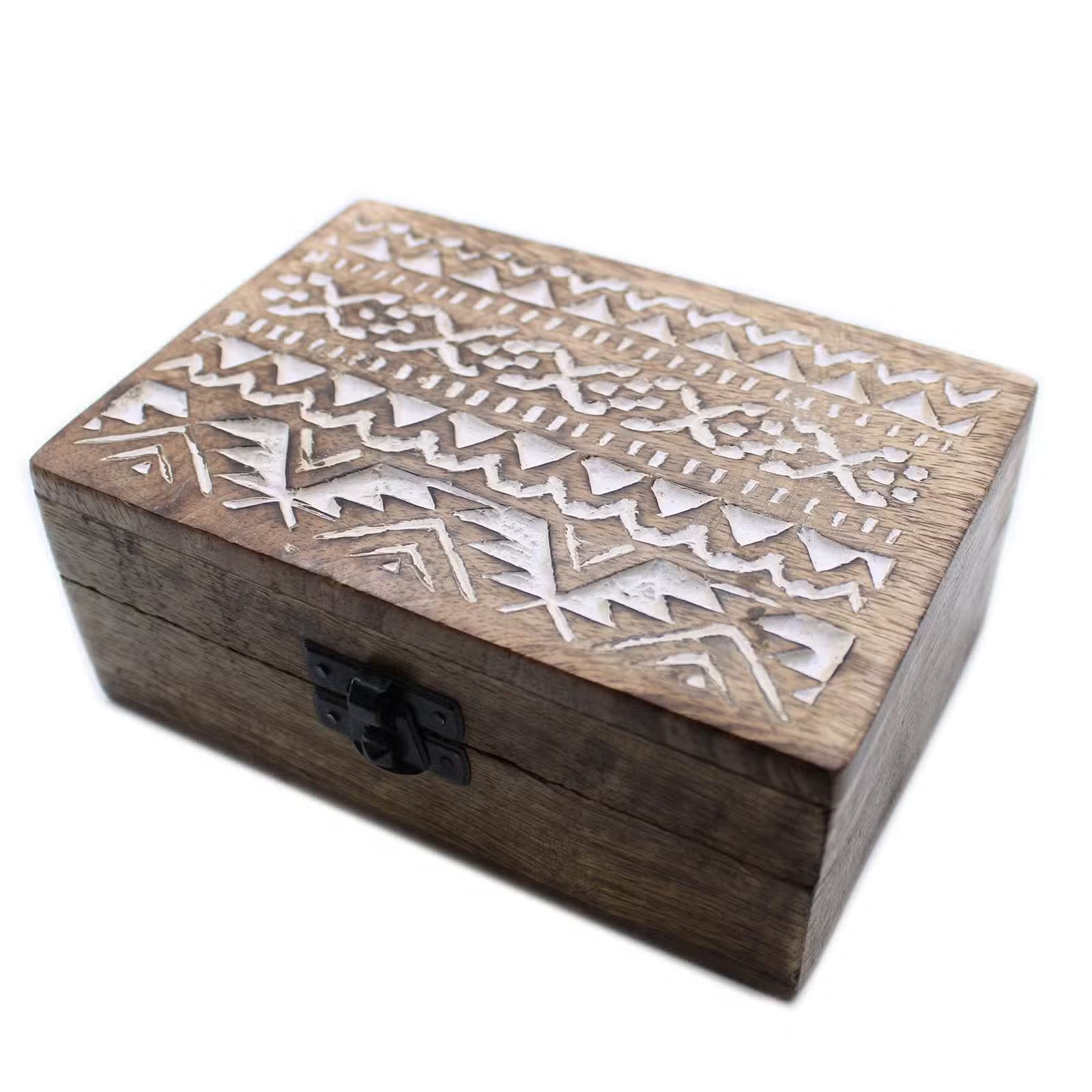 Boîte en bois délavée blanc - 15x10cm design Slave