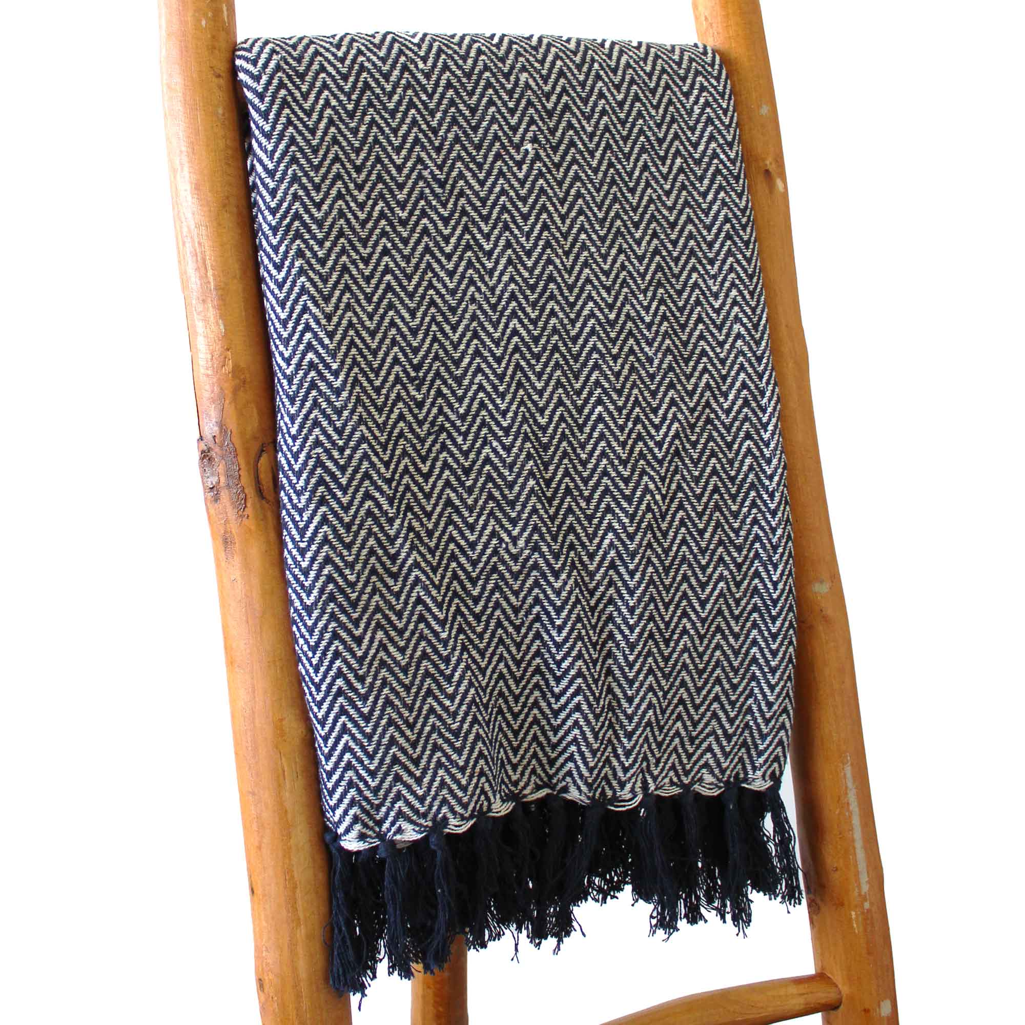 Plaid bohème zigzag marine