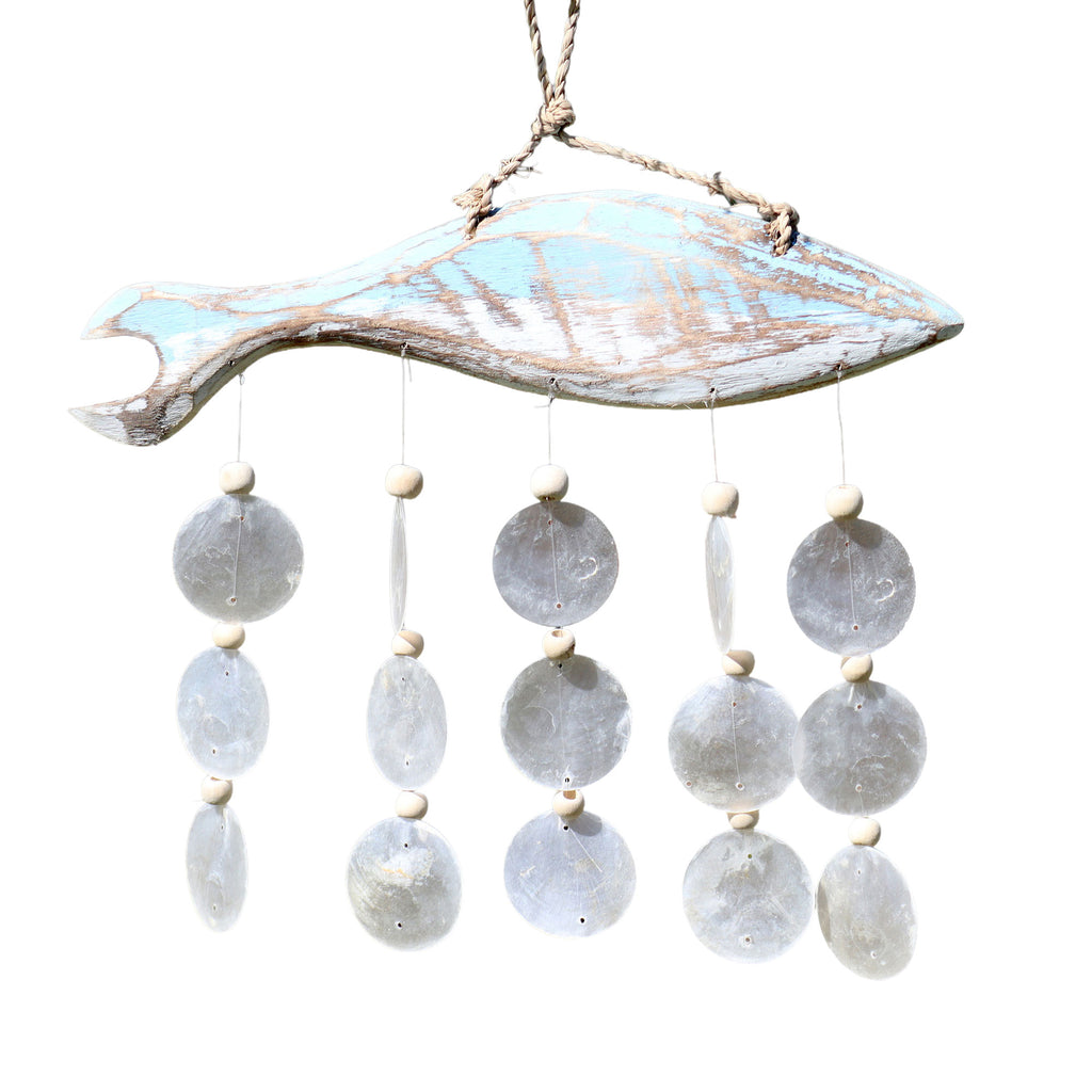 Carillon poisson bois flotté et copis naturelle