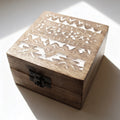 Boîte en bois délavée blanc - 10x10cm design Slave
