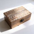Boîte en bois délavée blanc - 15x10cm design Aztec