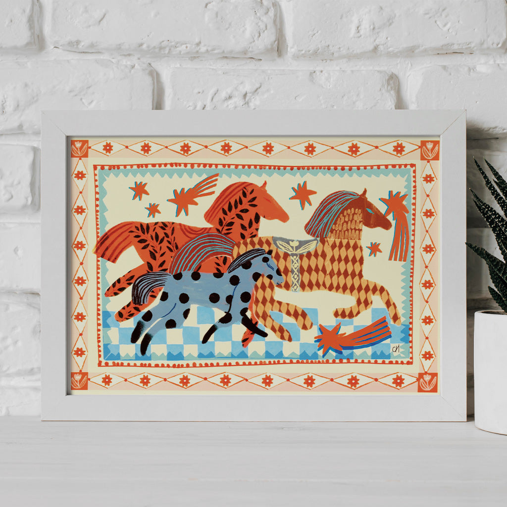 Illustration numérique A4 "3 chevaux"