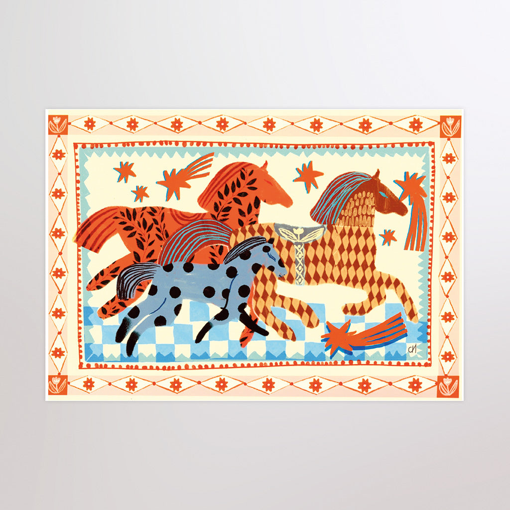 Illustration numérique A4 "3 chevaux"
