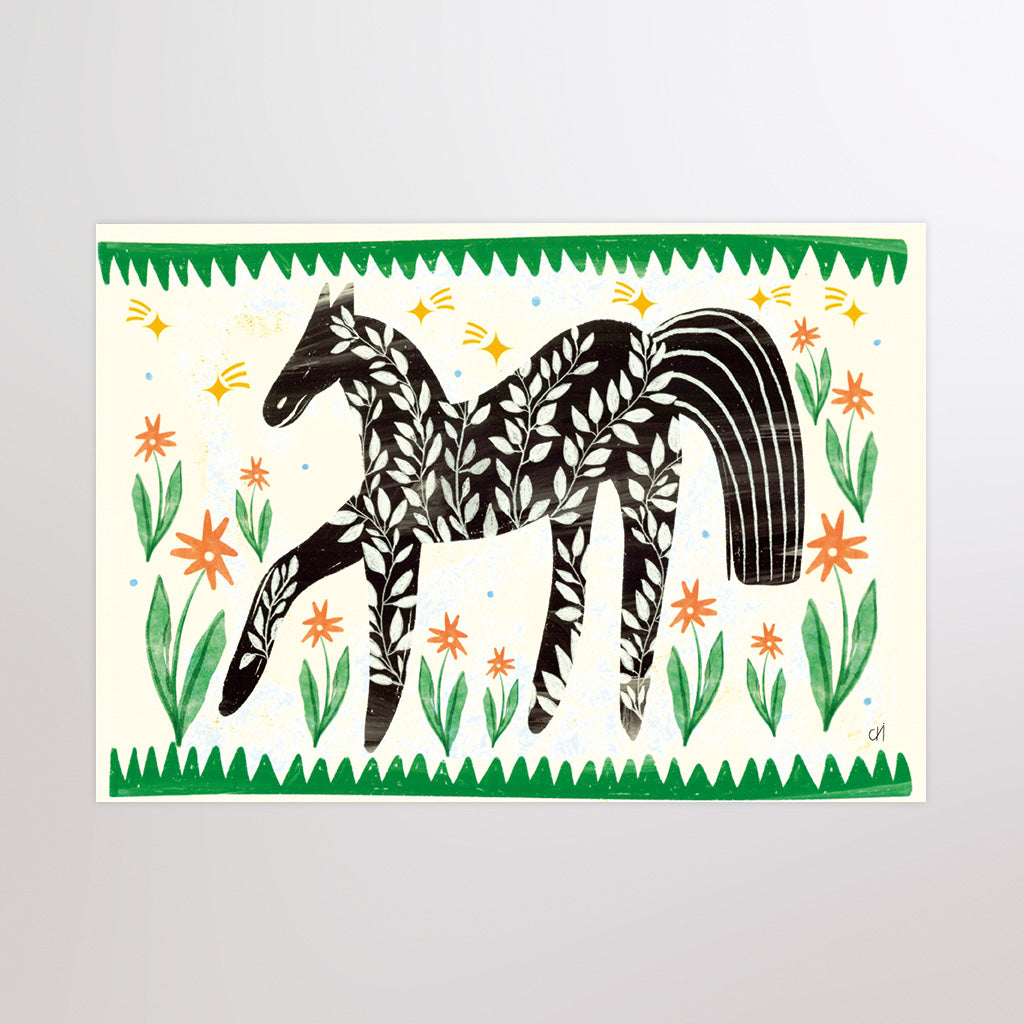 Illustration numérique A4 "Folk Horse"