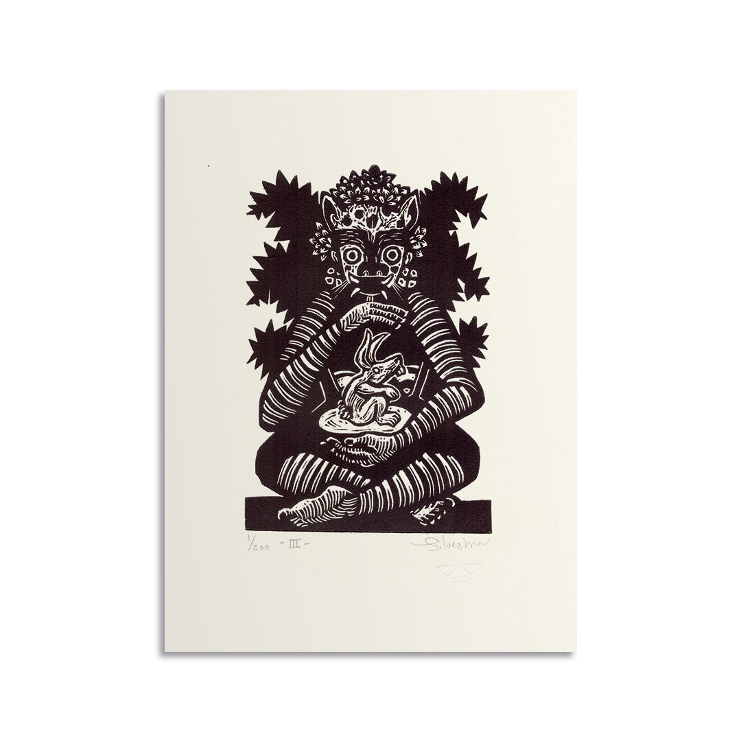 Estampe originale linogravure HIJA DE MAYAHUEL III / Jainite Silvestre