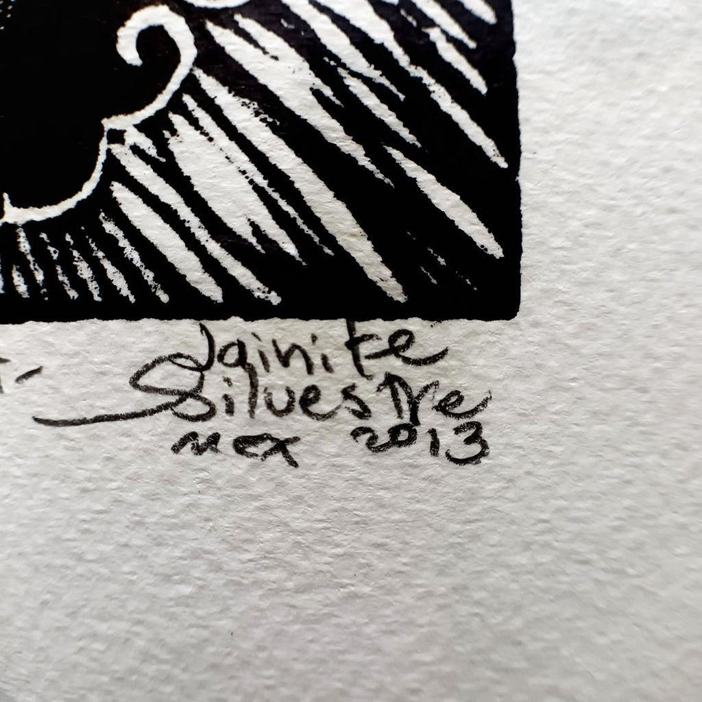 Estampe originale linogravure MI PRECIOSA / Jainite Silvestre