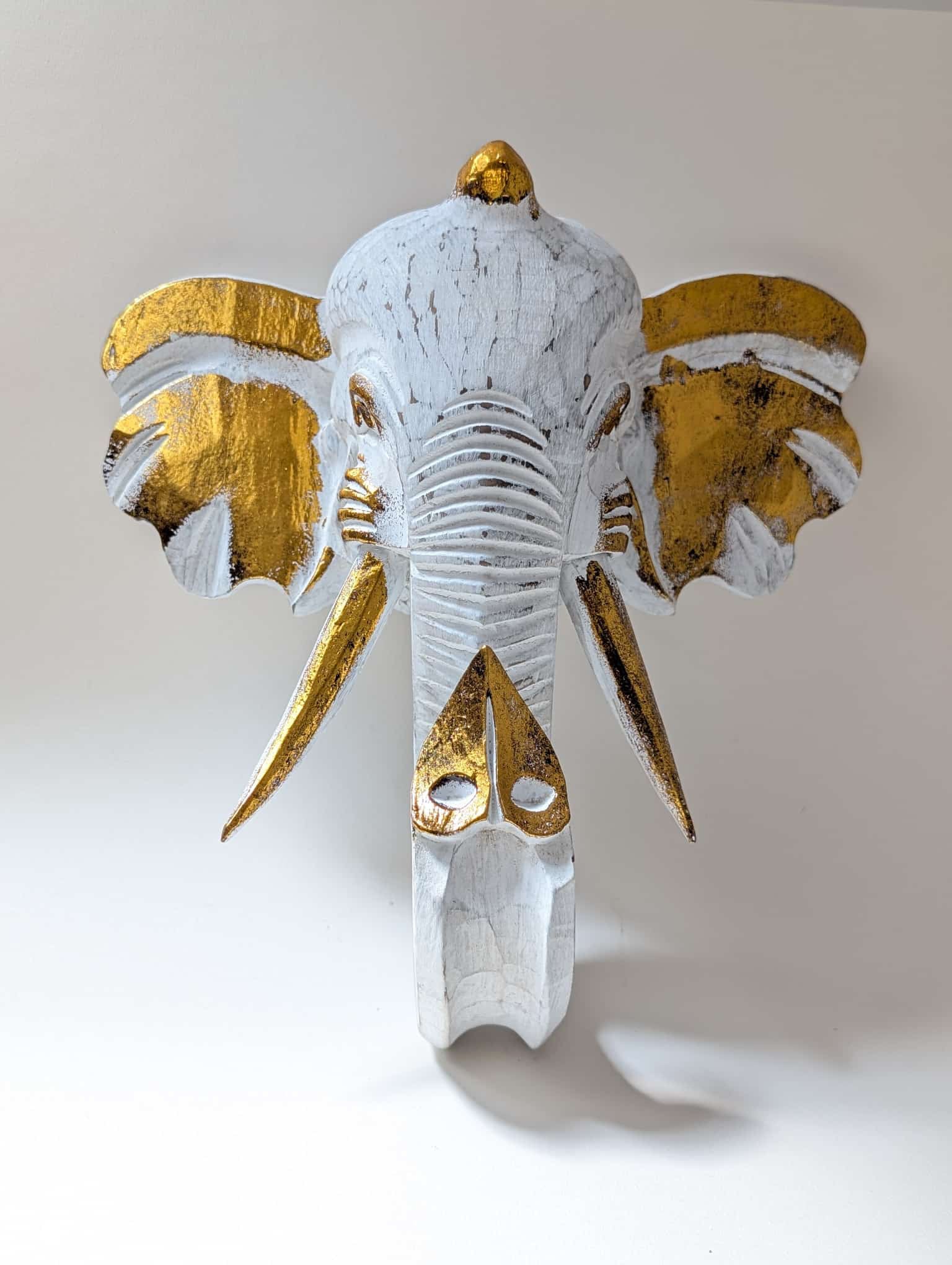 Grande Tête d'Eléphant - Or & Blanc