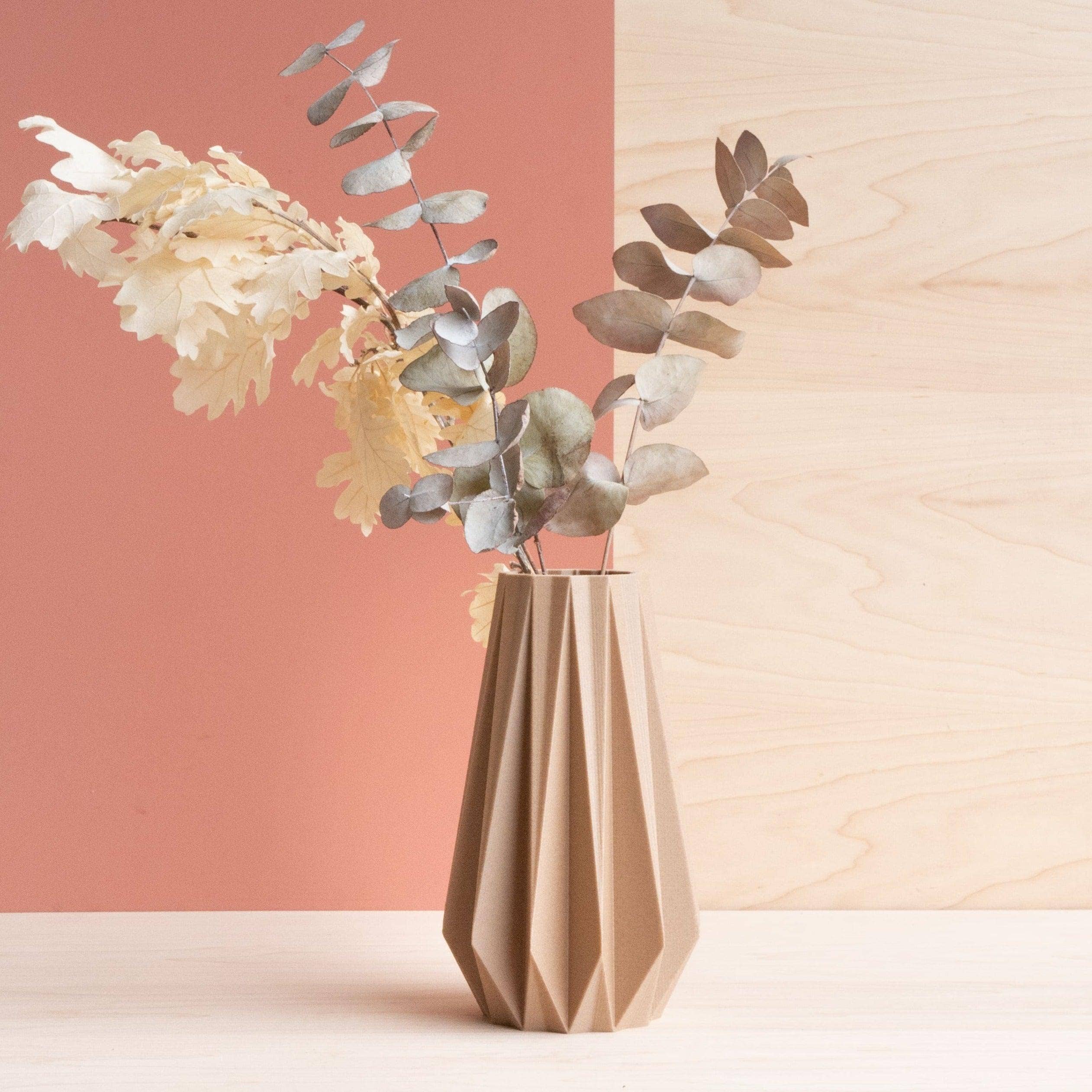 Vase Origami Naturel 15cm