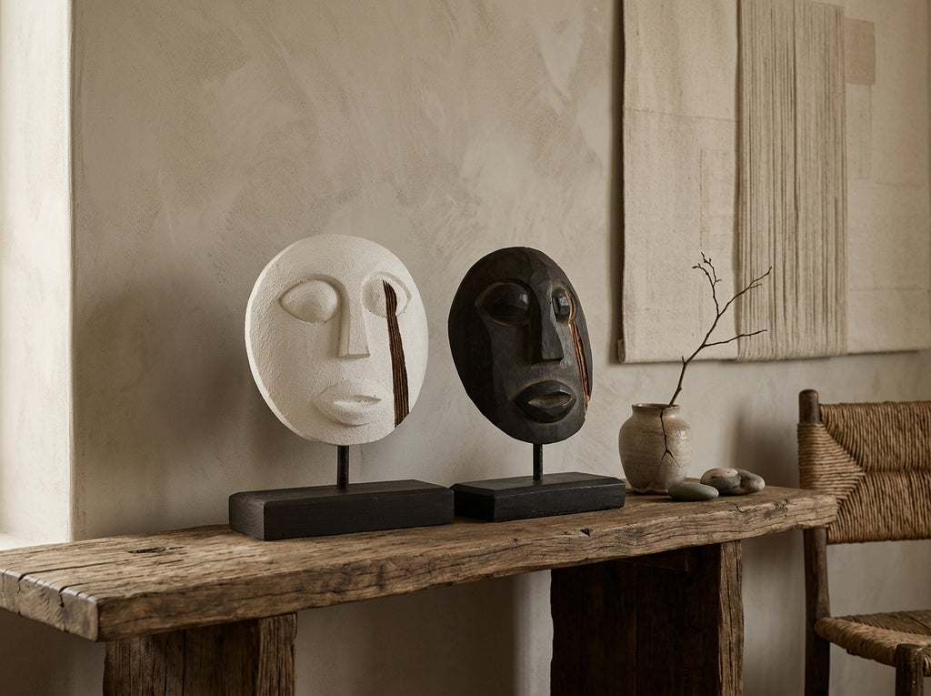 Masque décoratif tribal blanc