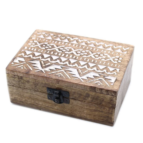 Boîte en bois délavée blanc - 15x10cm design Slave