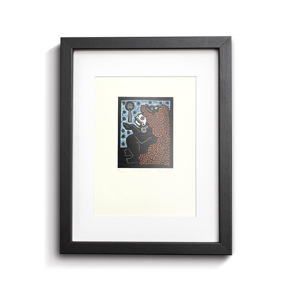 Estampe originale linogravure COMPAÑERO / Jainite Silvestre