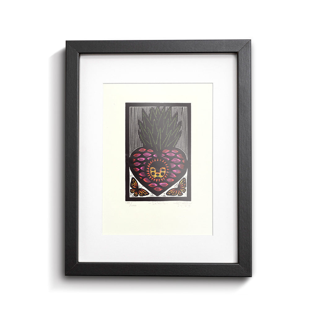 Estampe originale linogravure SOLECITO / Jainite Silvestre