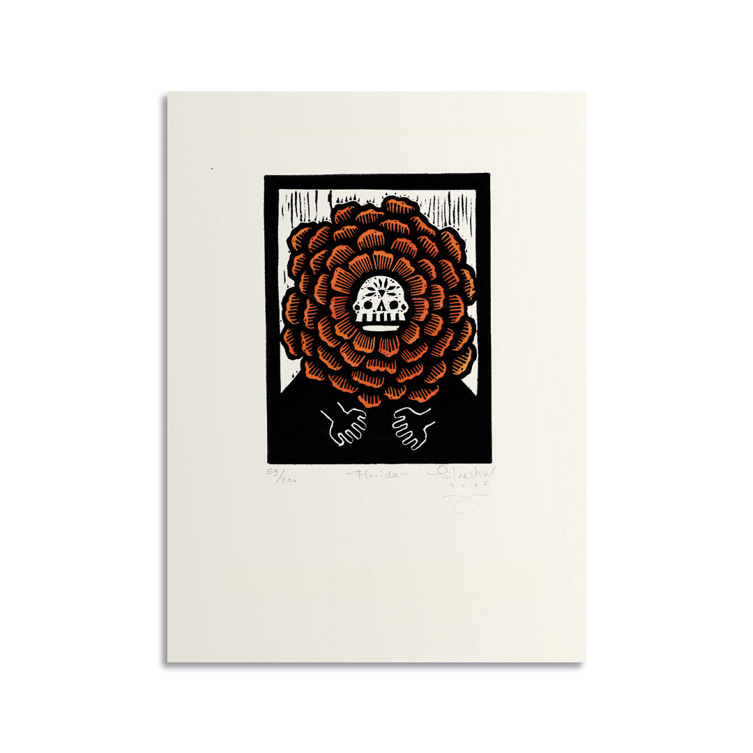 Estampe originale linogravure FLORIDA / Jainite Silvestre