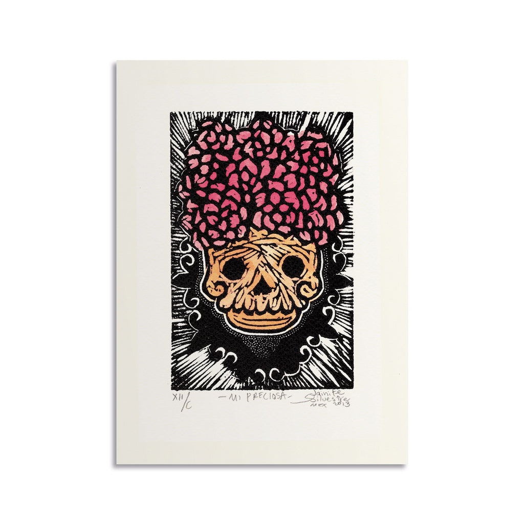 Estampe originale linogravure MI PRECIOSA / Jainite Silvestre