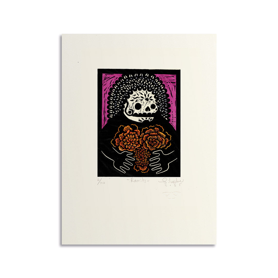 Estampe originale linogravure RAMITO / Jainite Silvestre