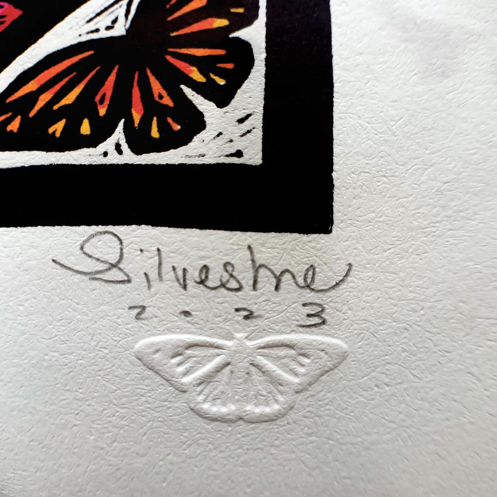 Estampe originale linogravure SOLECITO / Jainite Silvestre