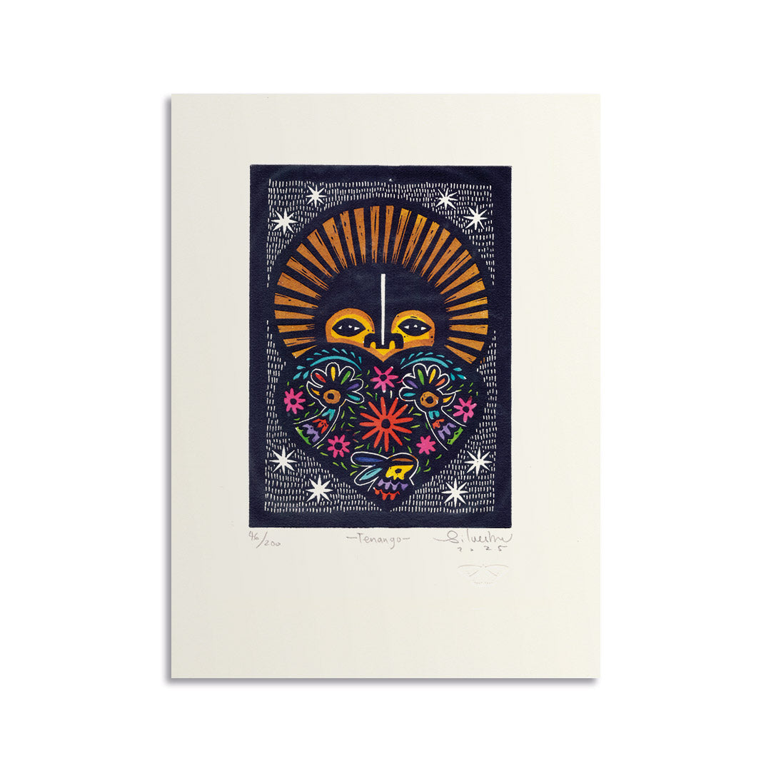 Estampe originale linogravure TENANGO / Jainite Silvestre